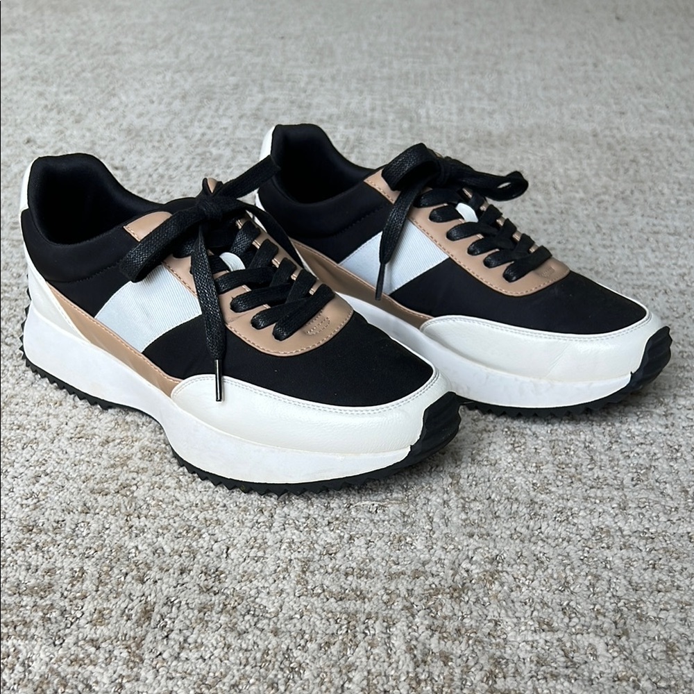 Women’s Black White and Rose Gold Platform Sneakers